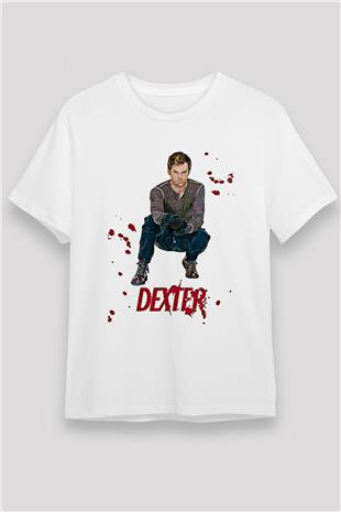 Dexter Unisex Baskılı Beyaz Tişört - Tshirt