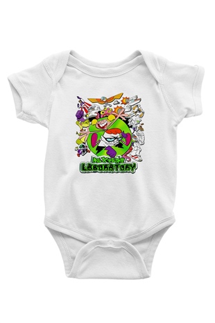 Dexters Laboratory Baskılı Beyaz Unisex Bebek Body - Zıbın