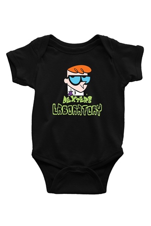 Dexters Laboratory Baskılı Siyah Bebek Body - Zıbın