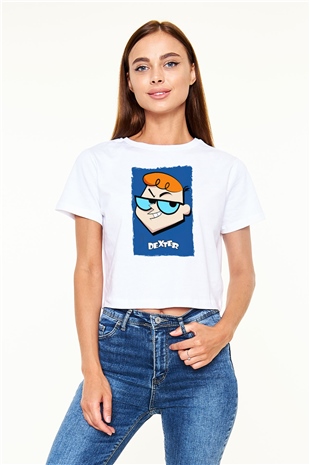 Dexters Laboratory Beyaz  Crop Top Tişört