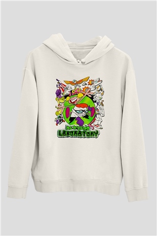Dexters Laboratory Beyaz Unisex Kapşonlu Sweatshirt