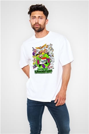 Dexters Laboratory Beyaz Unisex Oversize Tişört T-Shirt