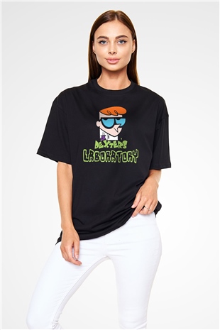 Dexters Laboratory Siyah Unisex Oversize Tişört T-Shirt
