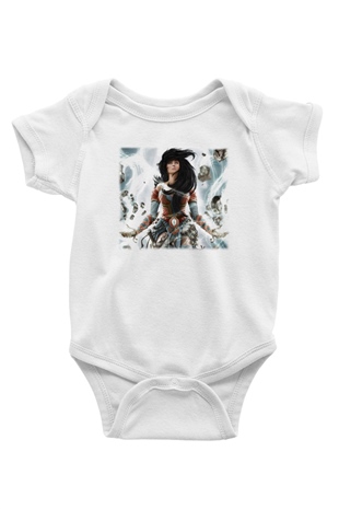 Diablo Baskılı Beyaz Unisex Bebek Body - Zıbın
