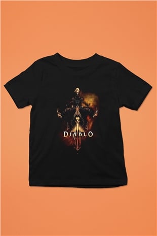 Diablo Baskılı Siyah Unisex Çocuk Tişört
