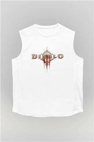 Diablo Beyaz Unisex Kolsuz Tişört