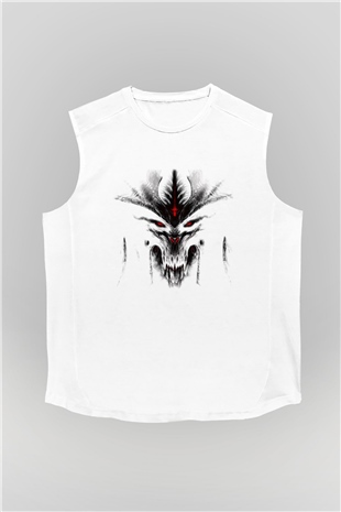 Diablo Beyaz Unisex Kolsuz Tişört