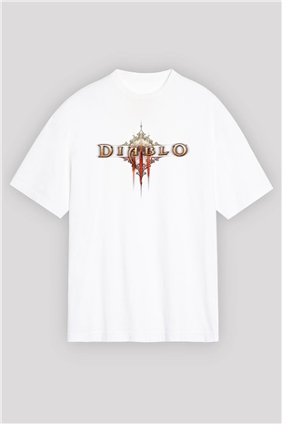 Diablo Beyaz Unisex Oversize Tişört T-Shirt