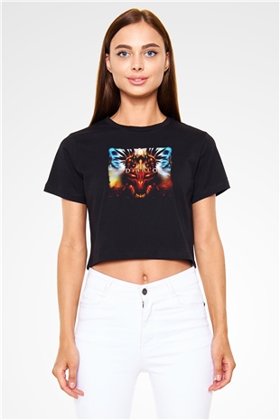 Diablo Siyah  Crop Top Tişört