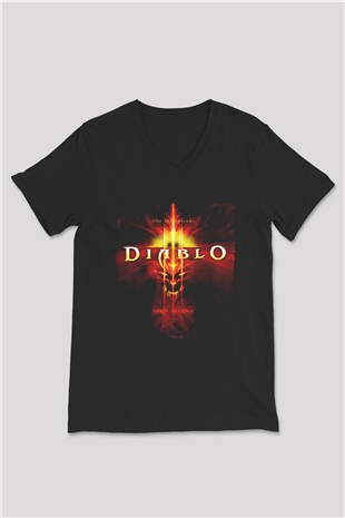 Diablo Siyah Unisex V Yaka Tişört