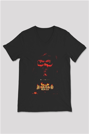 Diablo Siyah Unisex V Yaka Tişört