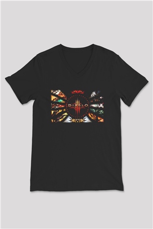 Diablo Siyah Unisex V Yaka Tişört