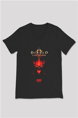 Diablo Siyah Unisex V Yaka Tişört