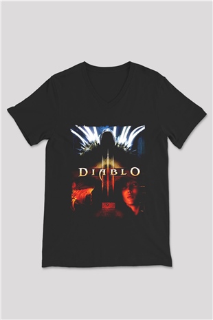 Diablo Siyah Unisex V Yaka Tişört
