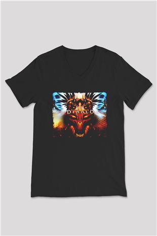 Diablo Siyah Unisex V Yaka Tişört