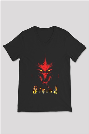 Diablo Siyah Unisex V Yaka Tişört