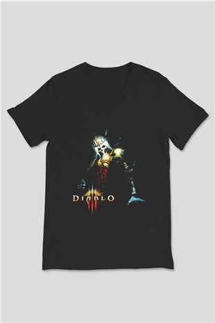 Diablo Siyah Unisex V Yaka Tişört