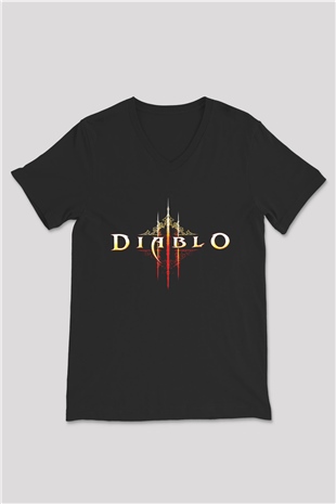 Diablo Siyah Unisex V Yaka Tişört