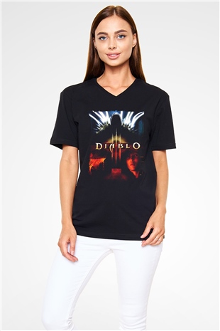 Diablo Siyah Unisex V Yaka Tişört