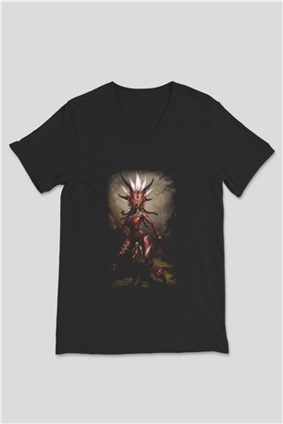 Diablo Siyah Unisex V Yaka Tişört T-Shirt