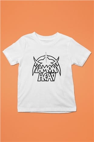 Diamond Head Baskılı Beyaz Unisex Çocuk Tişört