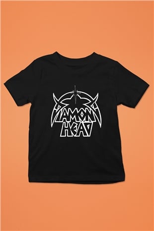 Diamond Head Baskılı Siyah Unisex Çocuk Tişört