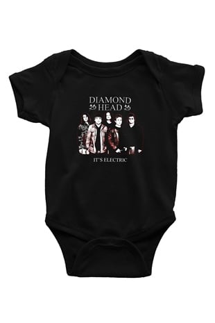 Diamond Head Baskılı Unisex Siyah Bebek Body - Zıbın