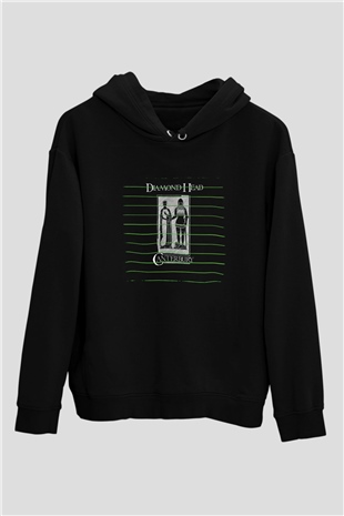 Diamond Head Baskılı Unisex Siyah Hoodie