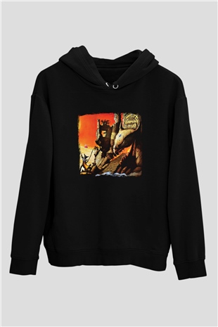 Diamond Head Baskılı Unisex Siyah Hoodie