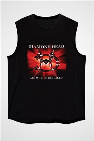 Diamond Head Baskılı Unisex Siyah Kolsuz Tişört