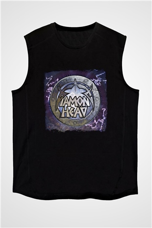 Diamond Head Baskılı Unisex Siyah Kolsuz Tişört