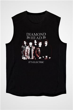 Diamond Head Baskılı Unisex Siyah Kolsuz Tişört