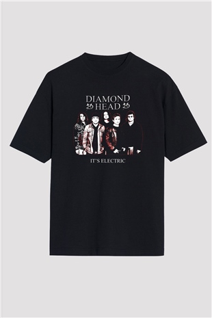 Diamond Head Baskılı Unisex Siyah Oversize Tişört