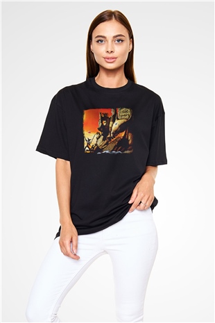 Diamond Head Baskılı Unisex Siyah Oversize Tişört