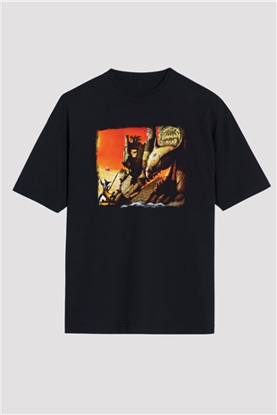 Diamond Head Baskılı Unisex Siyah Oversize Tişört