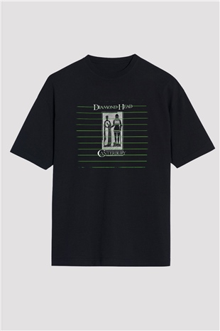 Diamond Head Baskılı Unisex Siyah Oversize Tişört