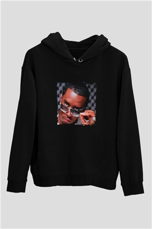 Diddy Baskılı Unisex Siyah Hoodie