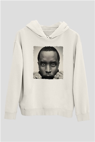 Diddy Beyaz Unisex Kapüşonlu Sweatshirt