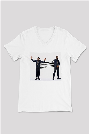 Diddy Beyaz Unisex V Yaka Tişört