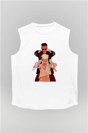 Die Antwoord Baskılı Beyaz Unisex Kolsuz Tişört - Tshirt