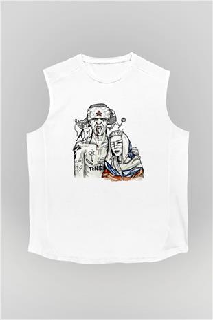 Die Antwoord Baskılı Beyaz Unisex Kolsuz Tişört - Tshirt