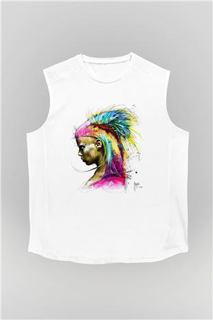 Die Antwoord Baskılı Beyaz Unisex Kolsuz Tişört - Tshirt