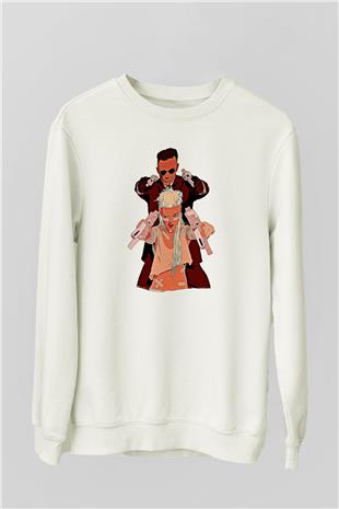 Die Antwoord Baskılı Beyaz Unisex Sweatshirt