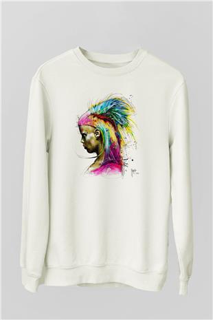 Die Antwoord Baskılı Beyaz Unisex Sweatshirt