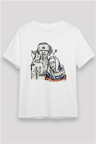 Die Antwoord Baskılı Unisex Beyaz Tişört - Tshirt