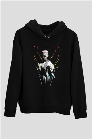 Die Antwoord Baskılı Unisex Siyah Kapüşonlu Sweatshirt