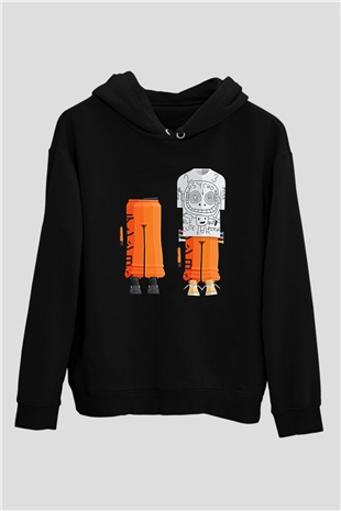 Die Antwoord Baskılı Unisex Siyah Kapüşonlu Sweatshirt