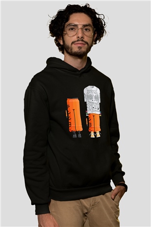 Die Antwoord Baskılı Unisex Siyah Kapüşonlu Sweatshirt