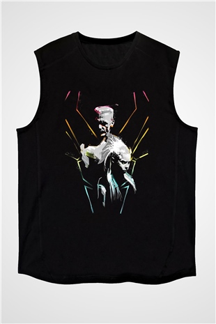 Die Antwoord Baskılı Unisex Siyah Kolsuz Tişört - Tshirt