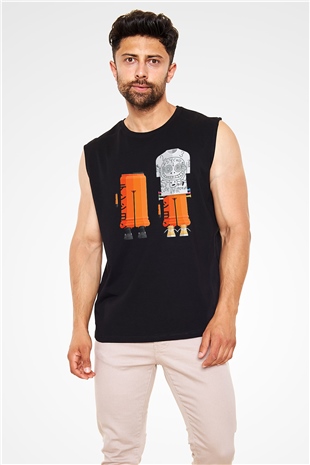 Die Antwoord Baskılı Unisex Siyah Kolsuz Tişört - Tshirt